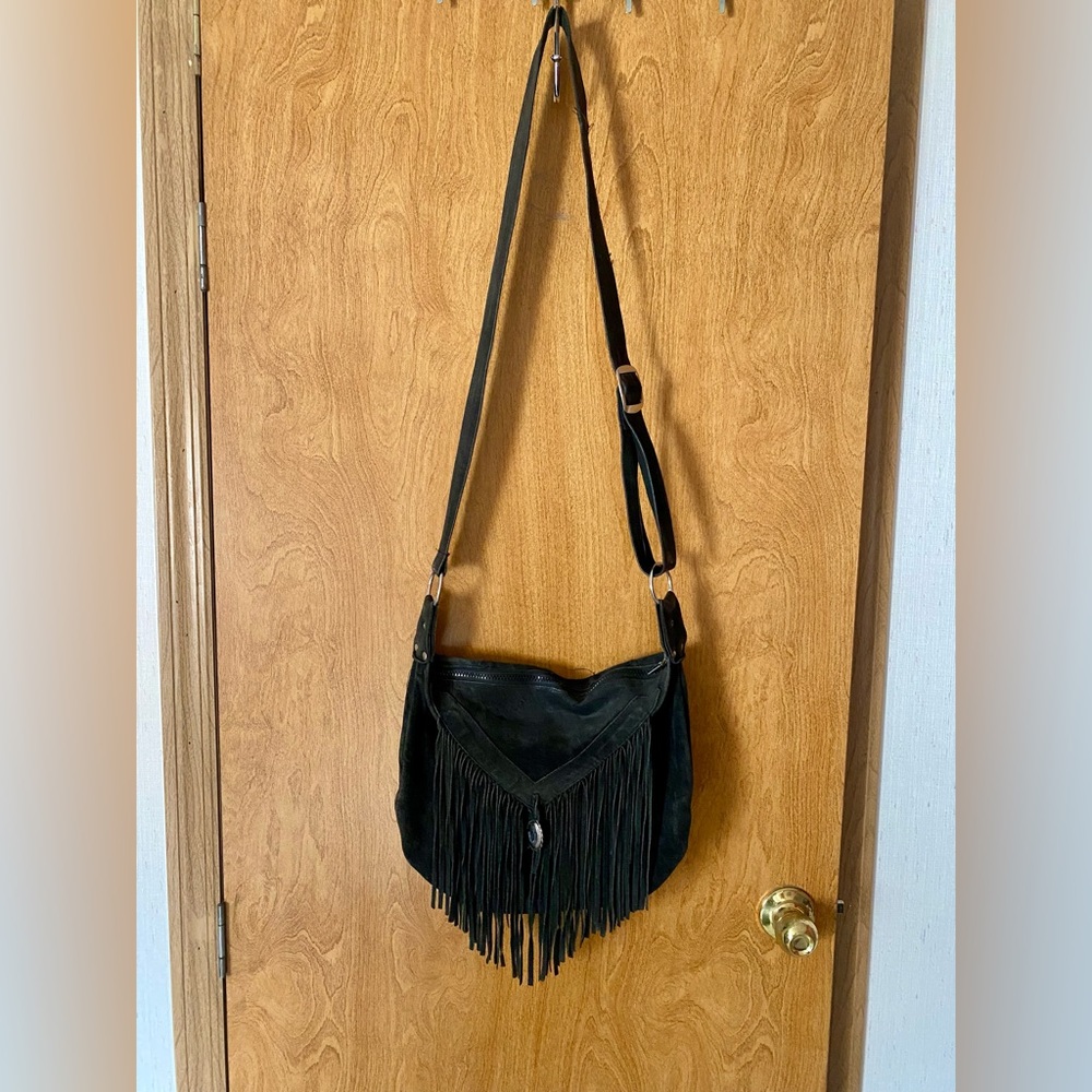 Leather fringe purse